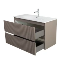 Мебель для ванной комнаты BelBagno Uno-mini 100 подвесная, 2 ящика, матовая бежевая