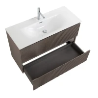 Мебель для ванной комнаты BelBagno Uno-mini 100 подвесная, 2 ящика, матовая бежевая