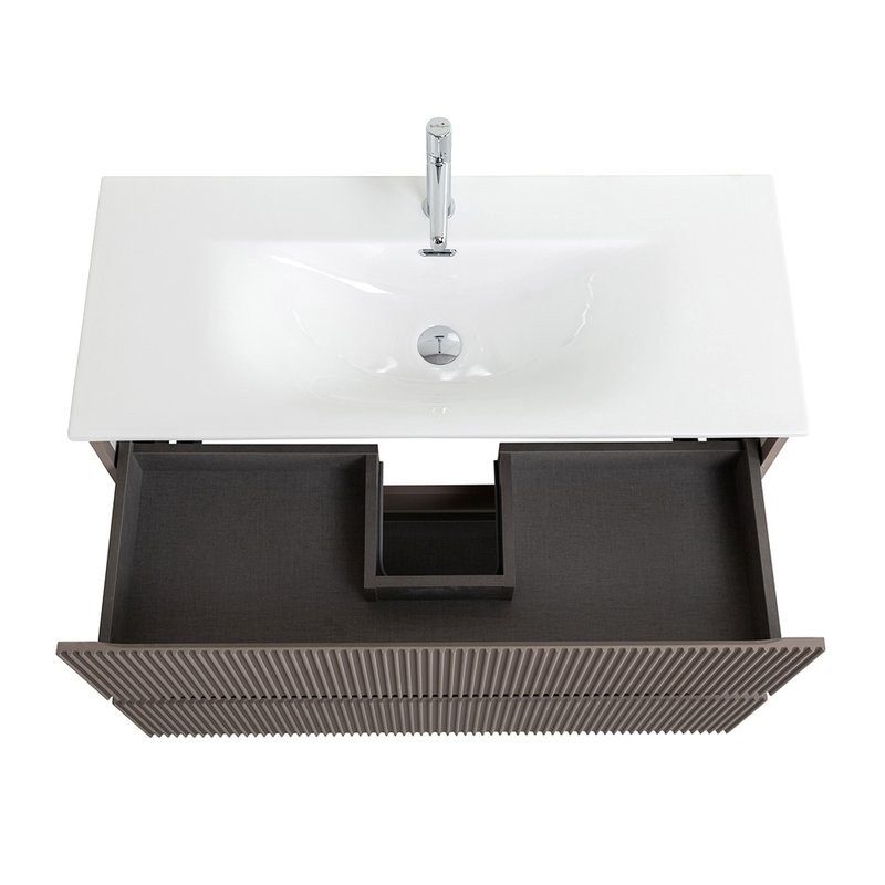 Мебель для ванной комнаты BelBagno Uno-mini 100 подвесная, 2 ящика, матовая бежевая