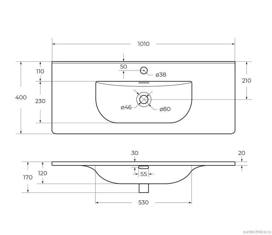 Мебель для ванной комнаты BelBagno Uno-mini 100 подвесная, 2 ящика, матовая бежевая