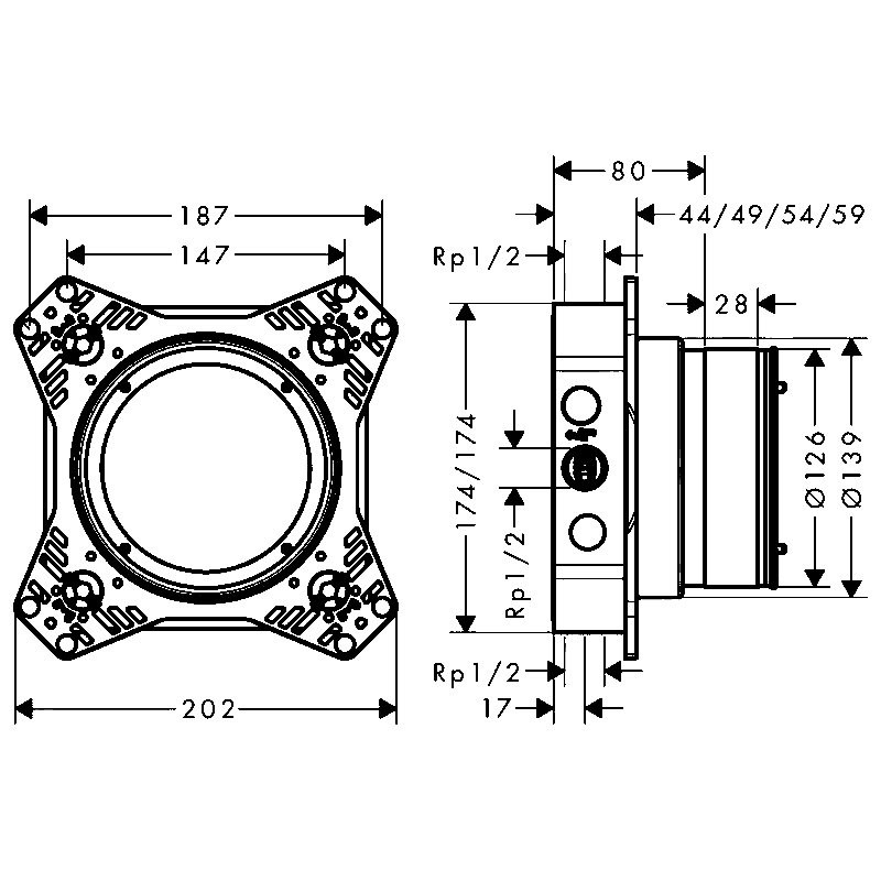 Термостатический смеситель встраиваемый Hansgrohe ShowerSelect Comfort Q 15588000 С ВНУТРЕННЕЙ ЧАСТЬЮ, хром
