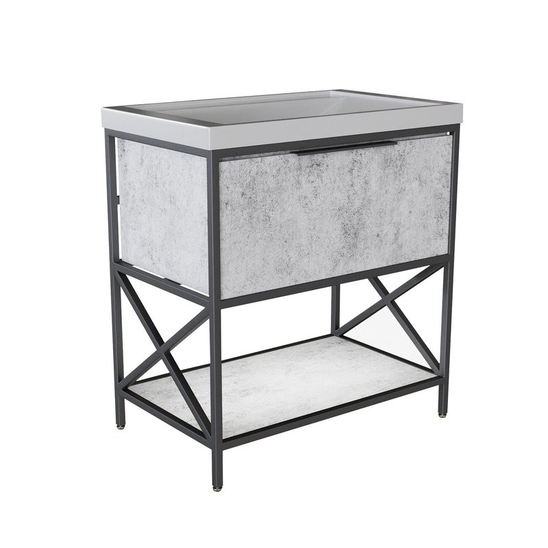 Тумба с раковиной Mixline Бруклин 80 бетон, раковина Фостер 80