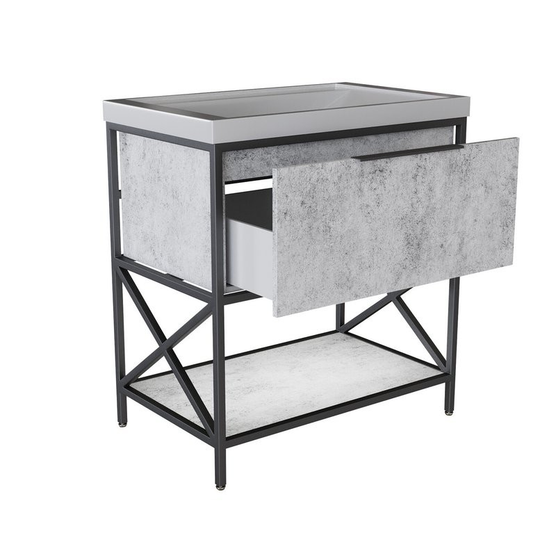 Тумба с раковиной Mixline Бруклин 80 бетон, раковина Фостер 80