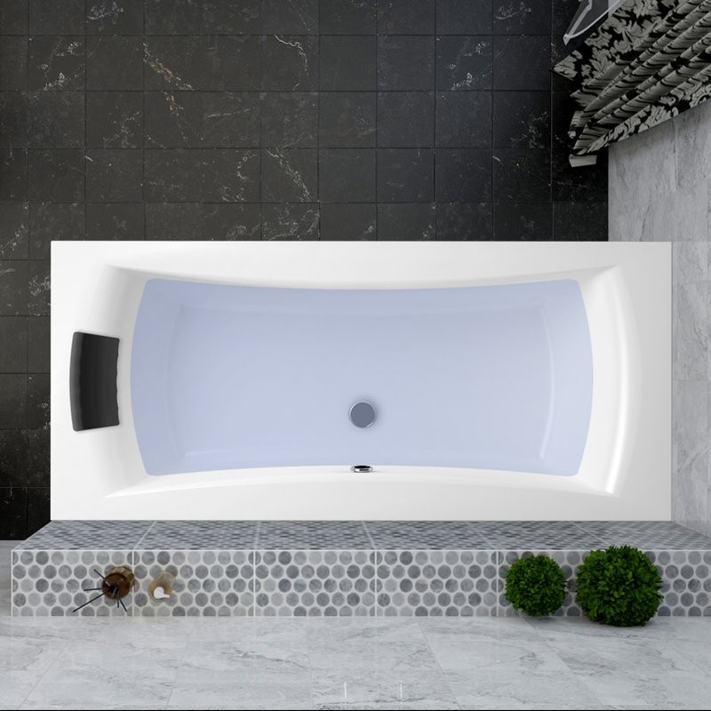 Акриловая ванна Lavinia Boho Evan 200x90 см, встраиваемая, белая, с каркасом, с подголовником