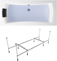 Акриловая ванна Lavinia Boho Evan 200x90 см, встраиваемая, белая, с каркасом, с подголовником