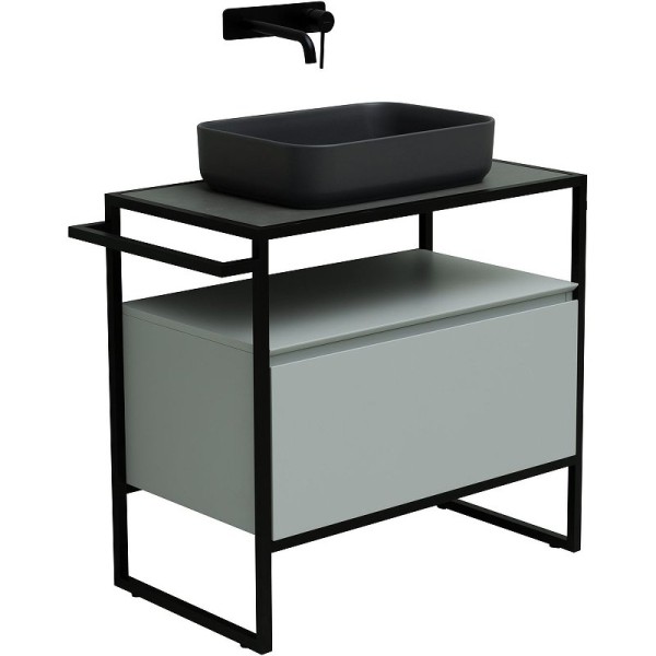 Тумба с раковиной Allen Brau Priority 80 напольная, папирус матовый, столешница графит