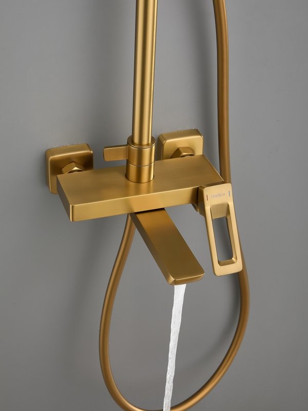 Душевая стойка Haiba HB24732-5 брашированное золото
