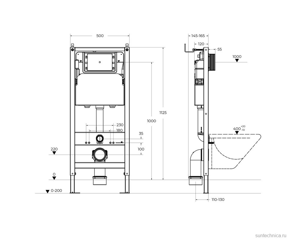 Инсталляция для унитаза BelBagno BB-101-M крепление к полу и стене, с шумоизоляцией