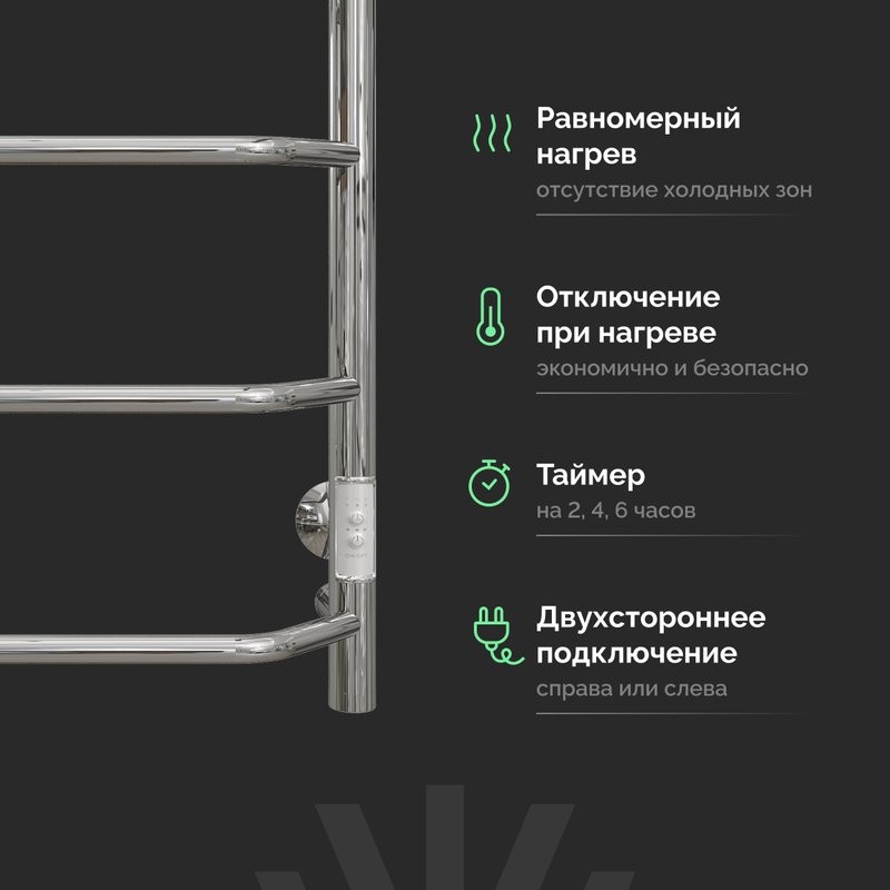 Полотенцесушитель электрический EWRIKA Сафо FT 60х50, с полкой, хром