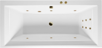 Акриловая ванна Excellent Crown Grand Line 190x90 см, встраиваемая, с гидромассажем, белая, с каркасом, со сливом-переливом, фурнитура бронза