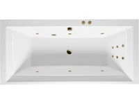 Акриловая ванна Excellent Crown Grand Line 190x90 см, встраиваемая, с гидромассажем, белая, с каркасом, со сливом-переливом, фурнитура бронза