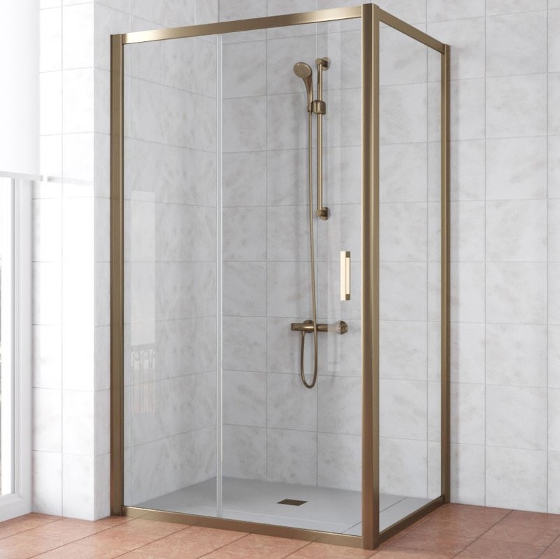 Душевой уголок Vegas Glass ZP+ZPV Tur Novo 100*90 05 01 профиль бронза, стекло прозрачное