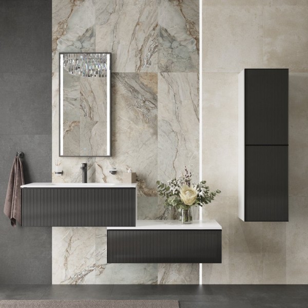 Мебель для ванной комнаты STWORKI Левангер 100 белая матовая, 2 тумбы