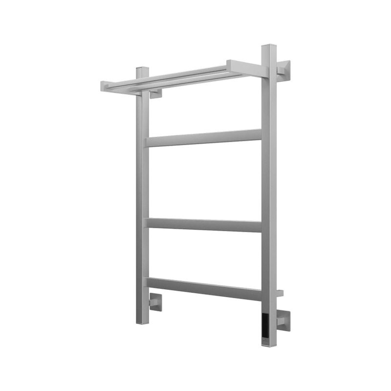 Полотенцесушитель электрический Grota Tela 530х800 NM EL 80x55 см, подключение справа, слева, скрытое подключение справа, матовый хром, лесенка, с полкой