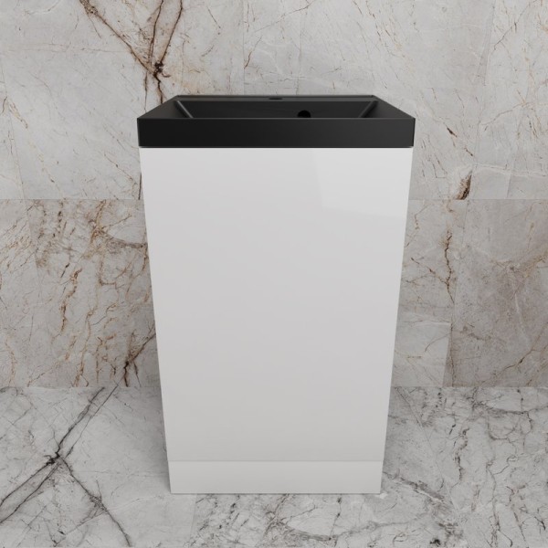 Тумба с раковиной Style Line Моно 50 напольная, белый глянец, раковина Asti 50 антрацит