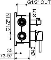 Встраиваемый смеситель для душа и ванны Plumberia Selection Ixo XO1901RS С ВНУТРЕННЕЙ ЧАСТЬЮ, брашированная медь