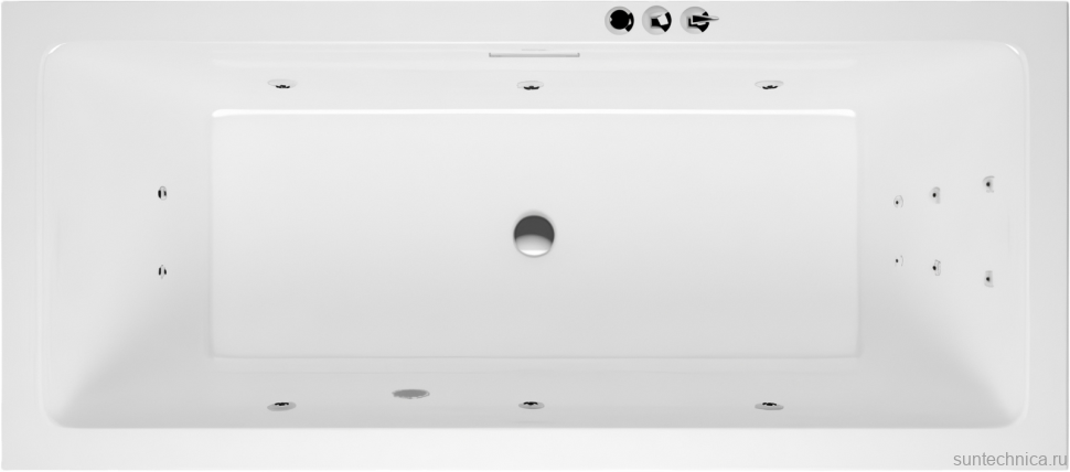 Акриловая ванна Excellent Heaven Slim Smart 180x80 см, встраиваемая, с гидромассажем, белая, с каркасом, со сливом-переливом