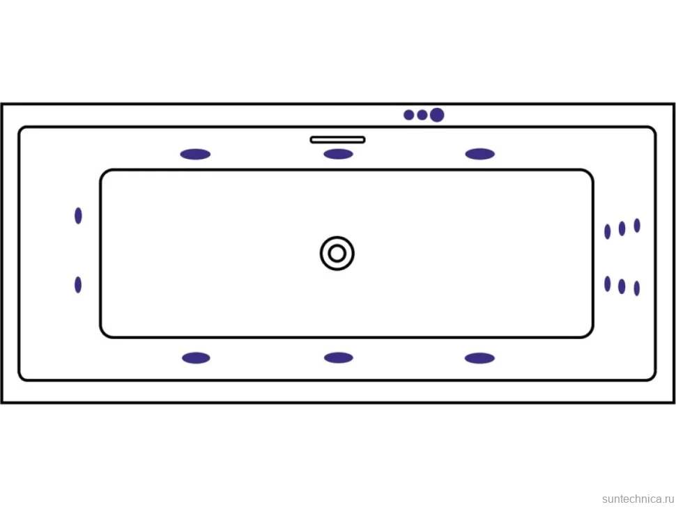 Акриловая ванна Excellent Heaven Slim Smart 180x80 см, встраиваемая, с гидромассажем, белая, с каркасом, со сливом-переливом
