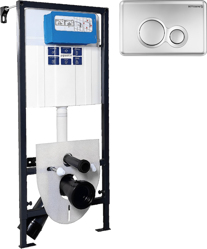 Комплект Инсталляция BETTOSERB Sava Fix Slim 40006456 + Кнопка Twin 40006462 цвет матовый хром