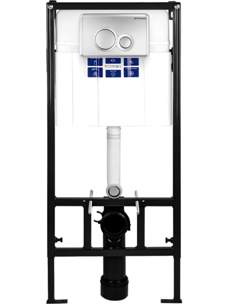 Комплект Инсталляция BETTOSERB Sava Fix Slim 40006456 + Кнопка Twin 40006462 цвет матовый хром