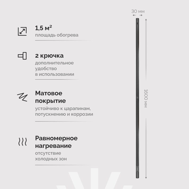 Полотенцесушитель электрический EWRIKA Пенелопа K1 160, черный