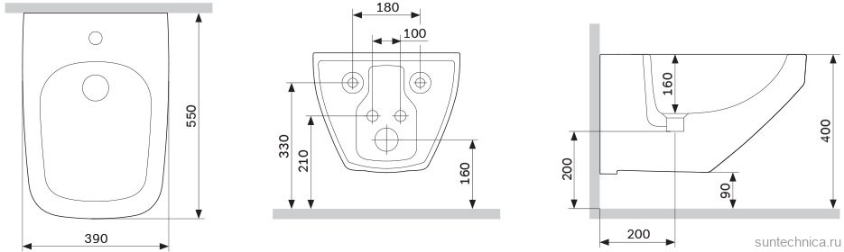 Биде подвесное AM.PM Inspire 2.0 C50A3411WH глянцевое белое