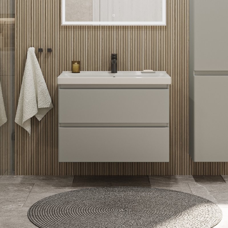 Тумба с раковиной SanStar Riana 80 подвесная, grey, раковина Fest 80