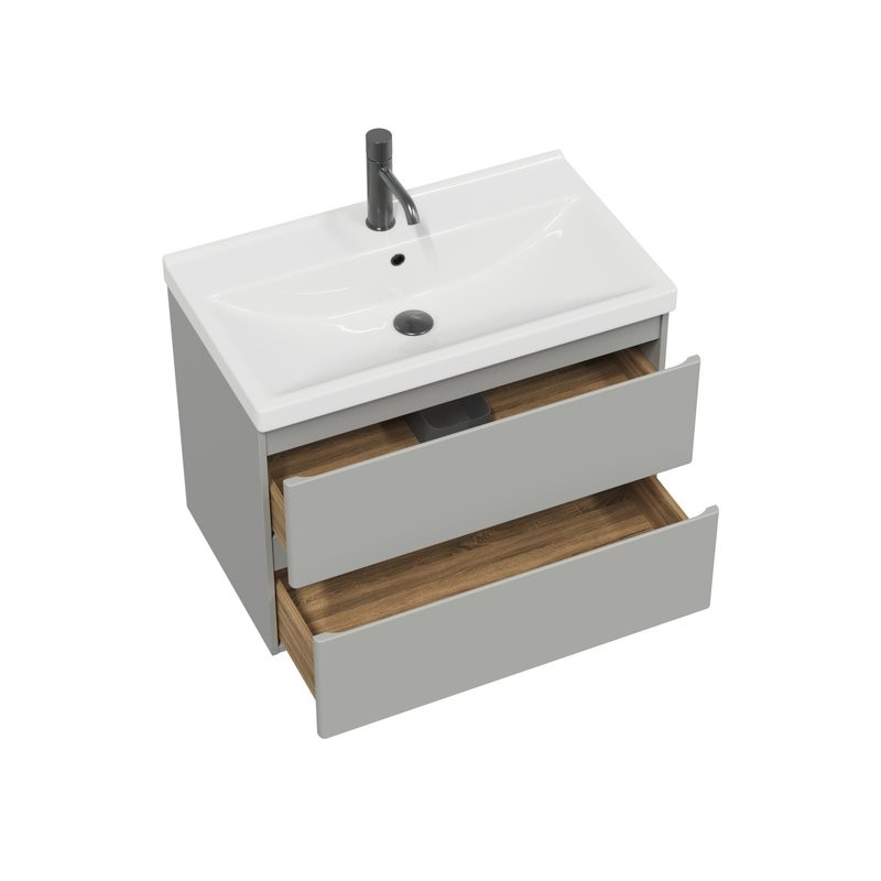 Тумба с раковиной SanStar Riana 80 подвесная, grey, раковина Fest 80