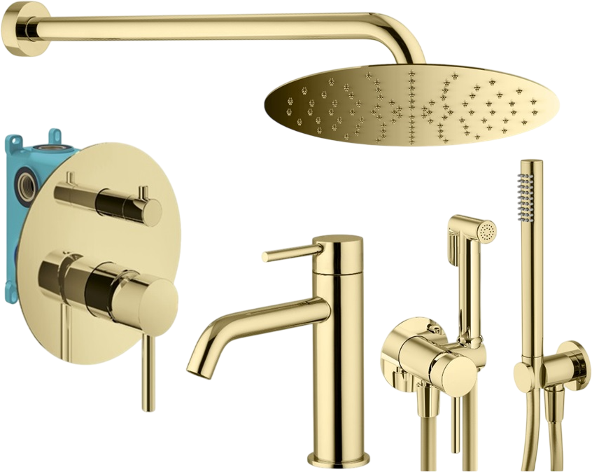 Комплект для ванной Plumberia Selection Ixo KITZXO18OR53 С ВНУТРЕННЕЙ ЧАСТЬЮ, золото 24к