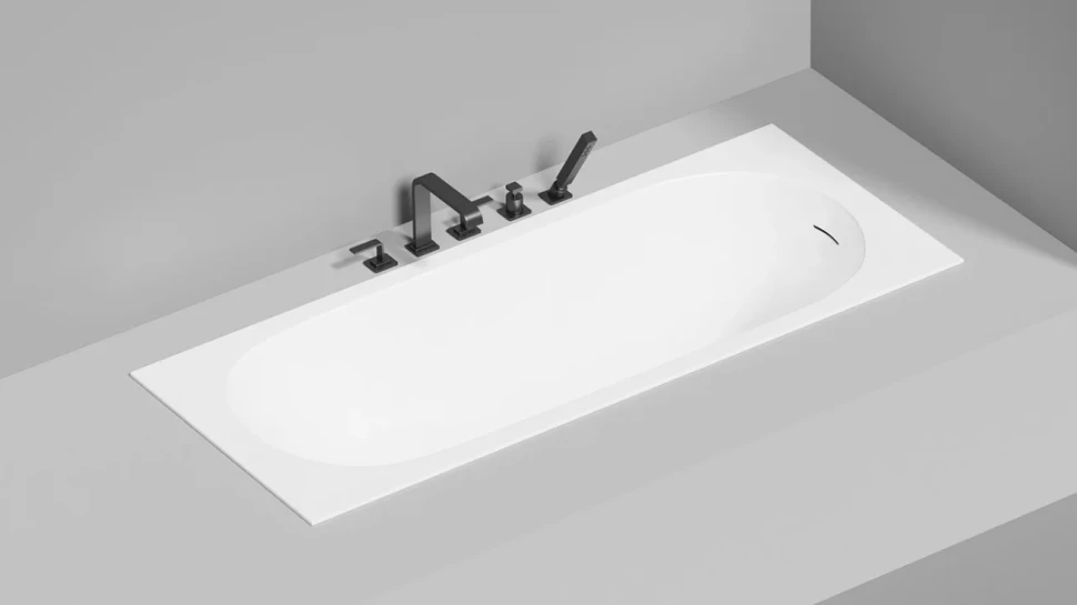 Ванна из искусственного камня Salini Ornella Kit S-Sense 160x70 см, встраиваемая, белая, на ножках, с донным клапаном