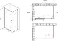 Душевой уголок Abber Schwarzer Diamant AG30140B5-S60B5 140x60, профиль черный, стекло прозрачное