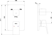 Встраиваемый смеситель для душа и ванны E.C.A. Tiera 102167305EX-K хром