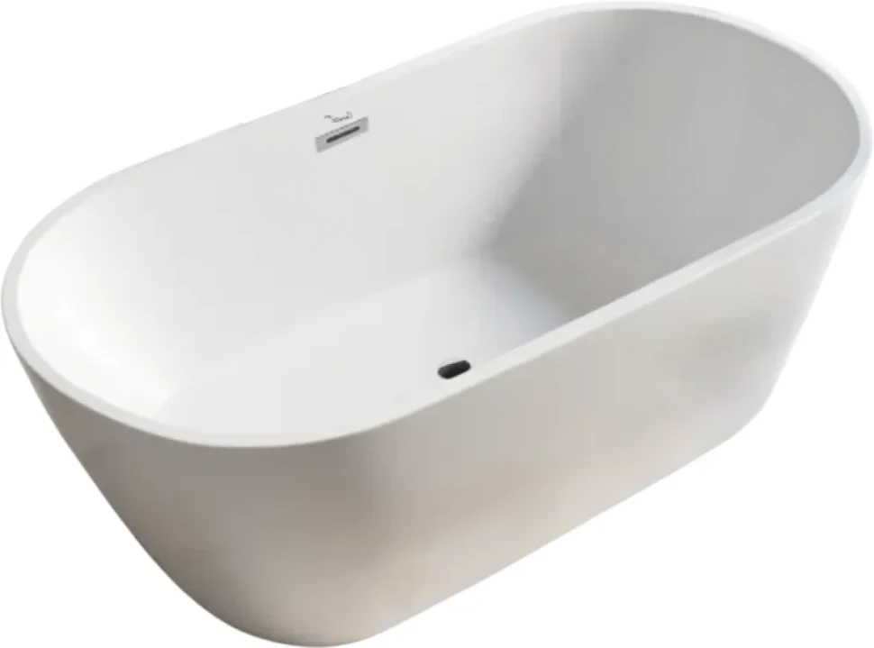 Акриловая ванна Ceruttispa RESIA170II 170x75 см, отдельностоящая, белая, овальная, с каркасом, со сливом-переливом, с донным клапаном