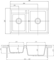 Мойка кухонная AQUATON Делия 78 DBL шампань