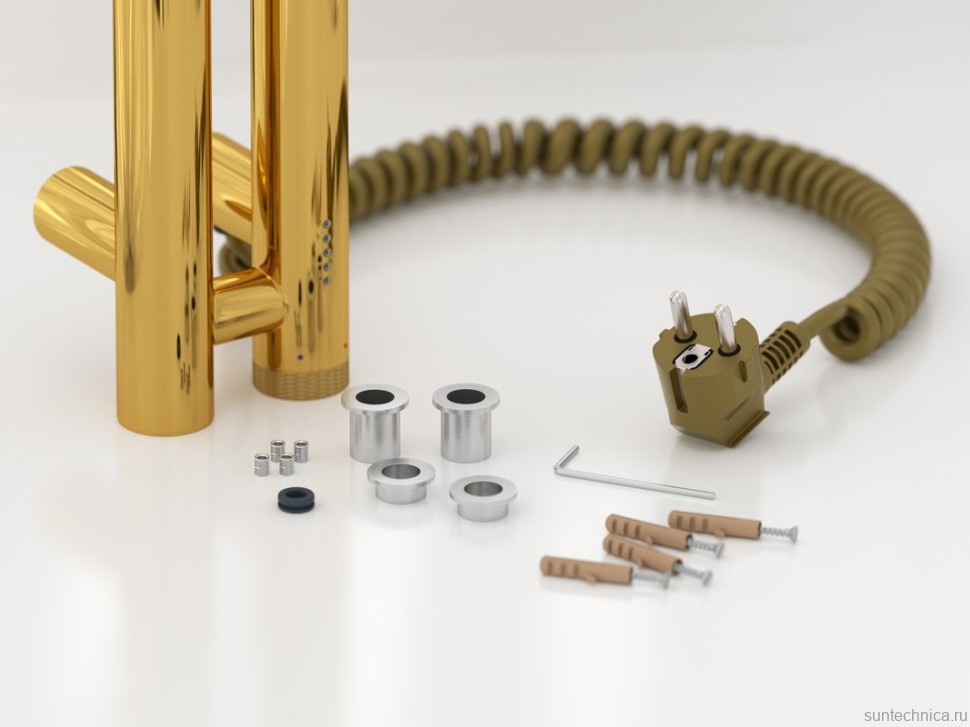 Полотенцесушитель электрический Сунержа Нюанс 4.0 03-0881-1253 120x10 см, подключение справа, скрытое подключение справа, золото, I-образный