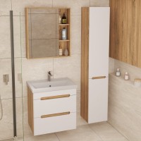 Шкаф-пенал для ванной SanStar Diva 30 матовый белый, дуб вотан