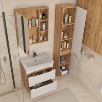 Шкаф-пенал для ванной SanStar Diva 30 матовый белый, дуб вотан