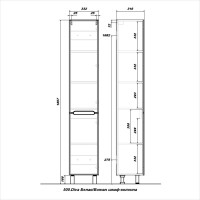 Шкаф-пенал для ванной SanStar Diva 30 матовый белый, дуб вотан