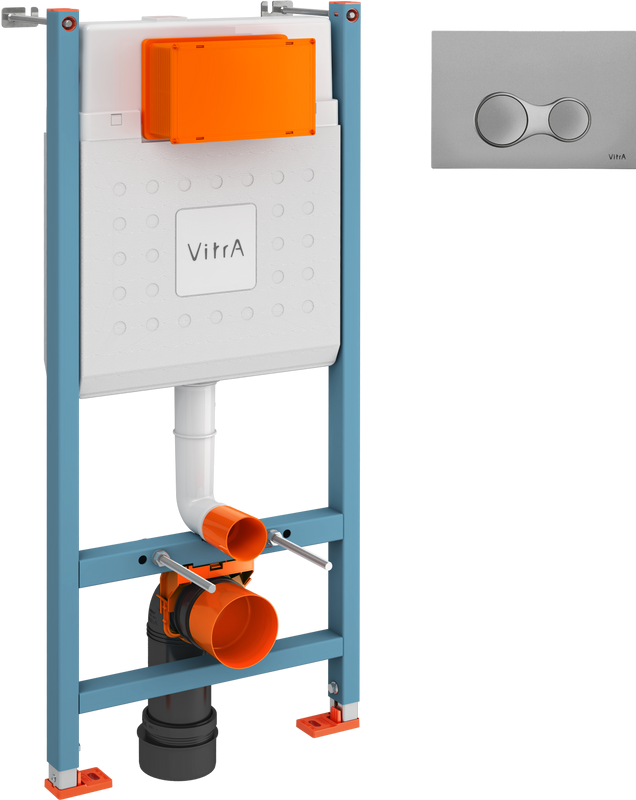 Система инсталляции для унитазов VitrA V-Fix Core 732-5800-01 с кнопкой смыва Sirius 740-0486 матовый хром