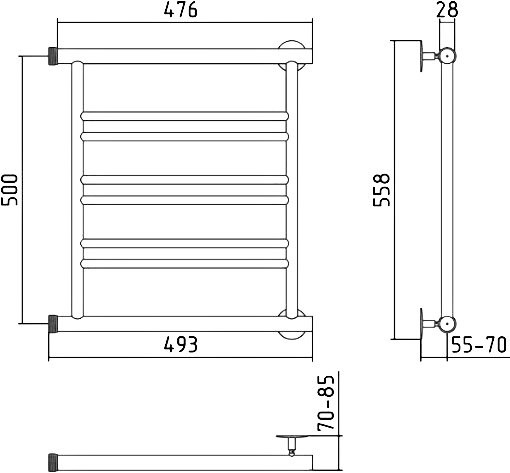 Полотенцесушитель водяной Стилье Минор 00601-5050 55x50 см, глянцевый хром, лесенка