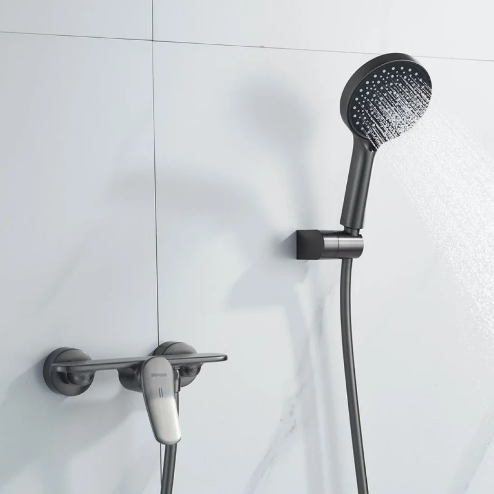 Смеситель для душа с лейкой Shevanik S4716T, оружейная сталь