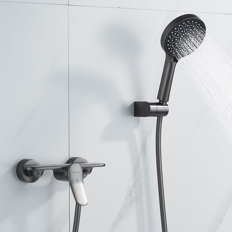 Смеситель для душа с лейкой Shevanik S4716T, оружейная сталь