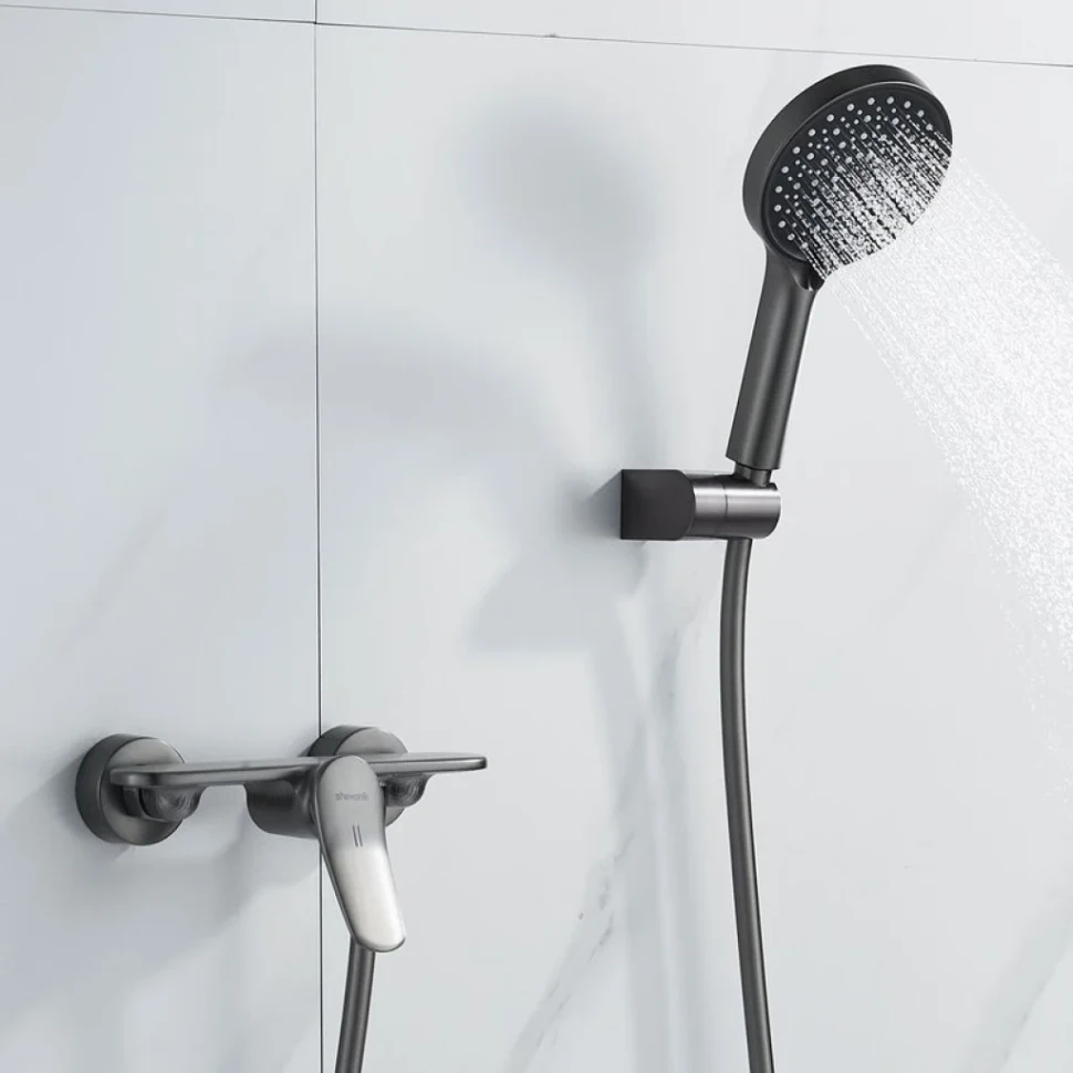 Смеситель для душа с лейкой Shevanik S4716T, оружейная сталь