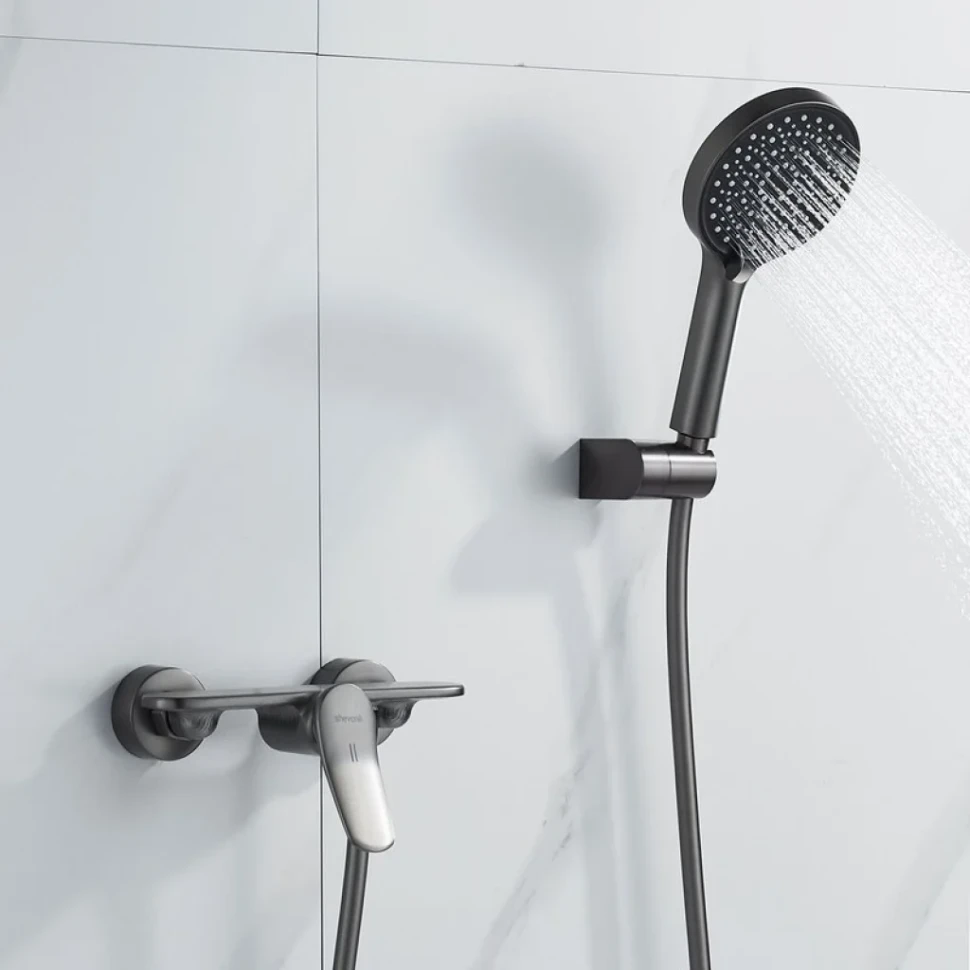 Смеситель для душа с лейкой Shevanik S4716T, оружейная сталь