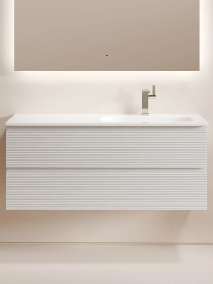 Мебель для ванной комнаты Sancos Folk 120 R подвесная, 2 ящика, bianco