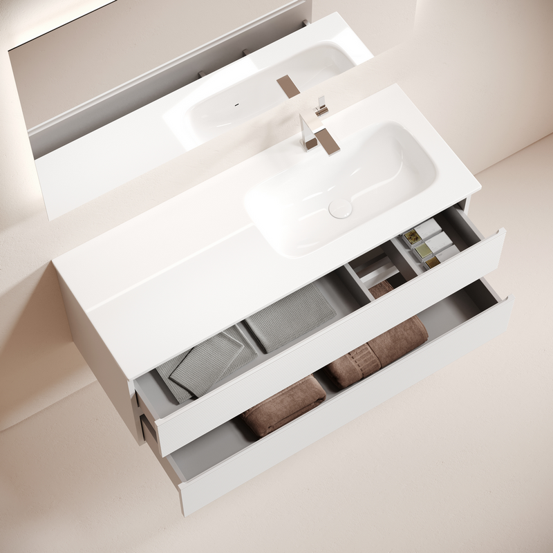 Мебель для ванной комнаты Sancos Folk 120 R подвесная, 2 ящика, bianco