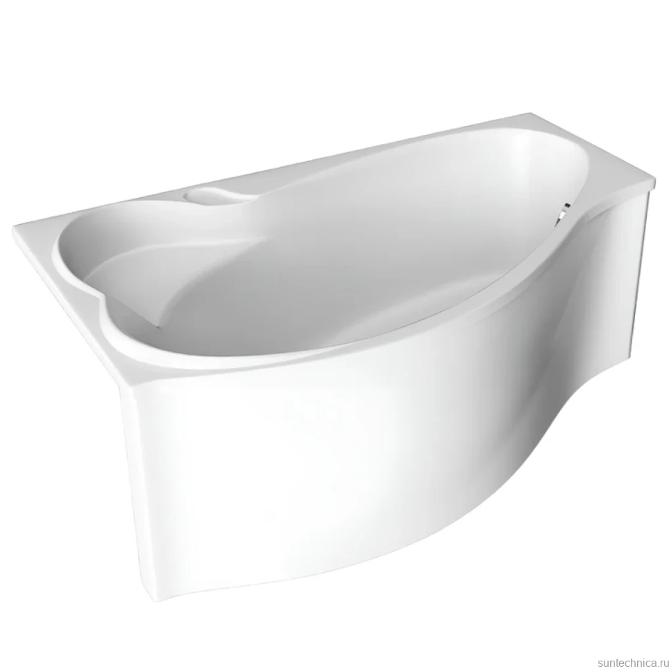 Акриловая ванна 1MarKa Gracia L Премиум 160x95 см, угловая, левая, пристенная, белая, асимметричная, с каркасом, с экраном, с сиденьем, со сливом-переливом