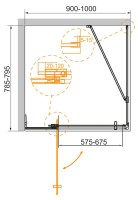 Душевой уголок Cezares Slider AH 1 80-90/100 C BORO профиль брашированное золото, стекло прозрачное
