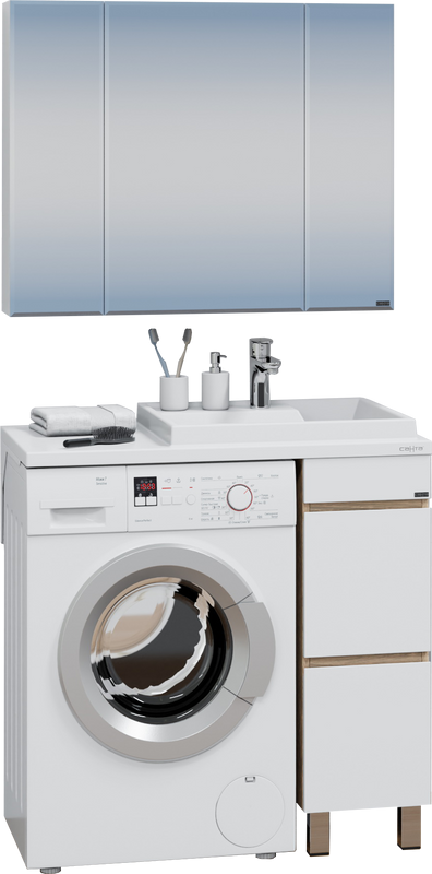 Мебель для ванной комнаты СаНта Марс 29 R под стиральную машину, напольная, 2 ящика, янтарная