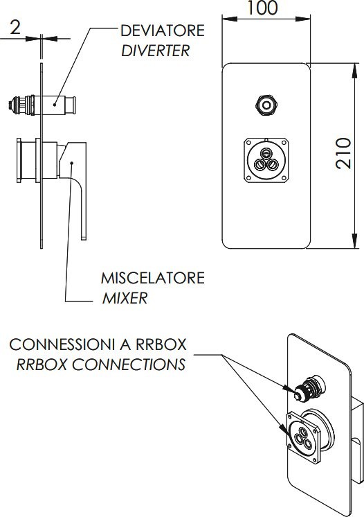 Встраиваемый смеситель для душа и ванны Remer Absolute AU09KBBG золото брашированное